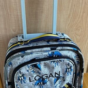 Pottery Barn Kids Gray and Blue Batman Rolling suitcase~Logan